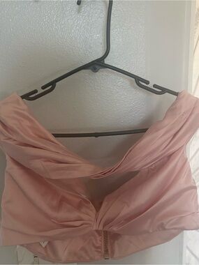 House of CB Blush Pink Satin Twist Front Crop Top